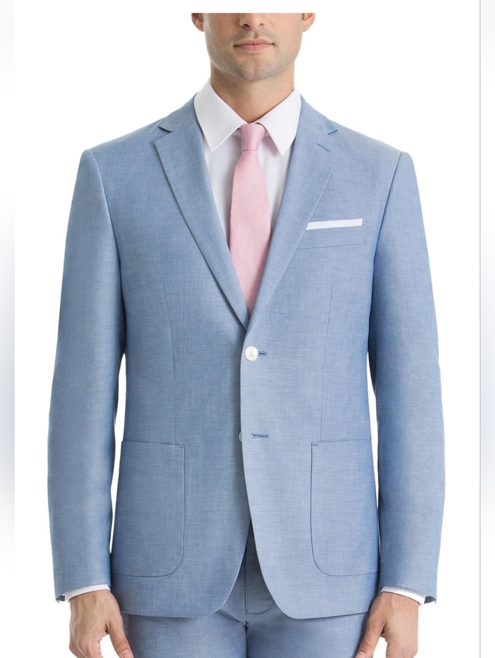 Lauren Ralph Lauren Mens Classic-Fit Cotton Chambray Sport Coat Blazer 42S Blue